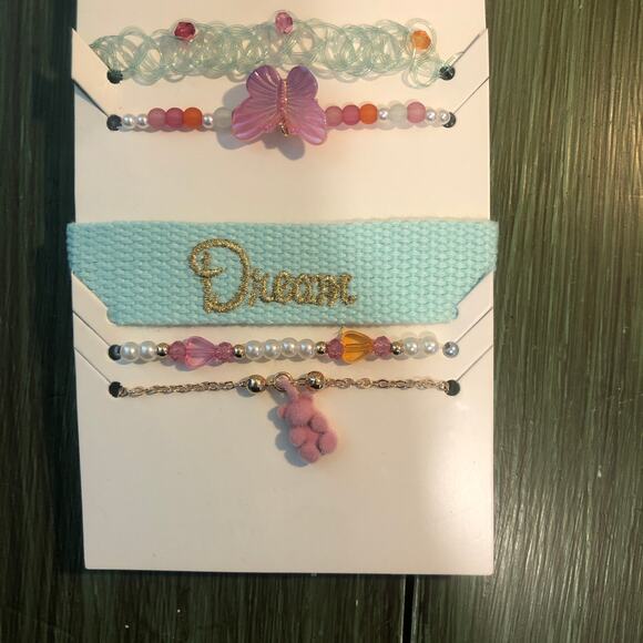 Cat & Jack NWT 3 Piece Girl's Bracelet Set Butterfly Bear Dream - Picture 2 of 4